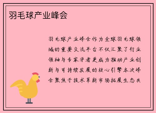 羽毛球产业峰会
