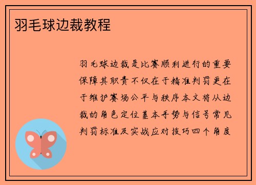 羽毛球边裁教程